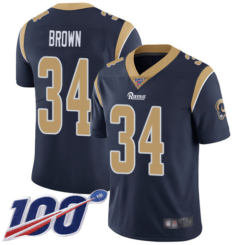 Los Angeles Rams Limited Navy Blue Men Malcolm Brown Home Jersey NFL Football #34 100th Season Vapor Untouchable